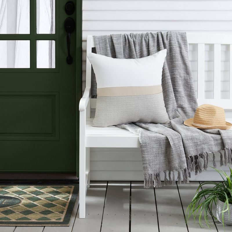 Sunbrella 20" Outdoor Throw Pillow Natural/Gray