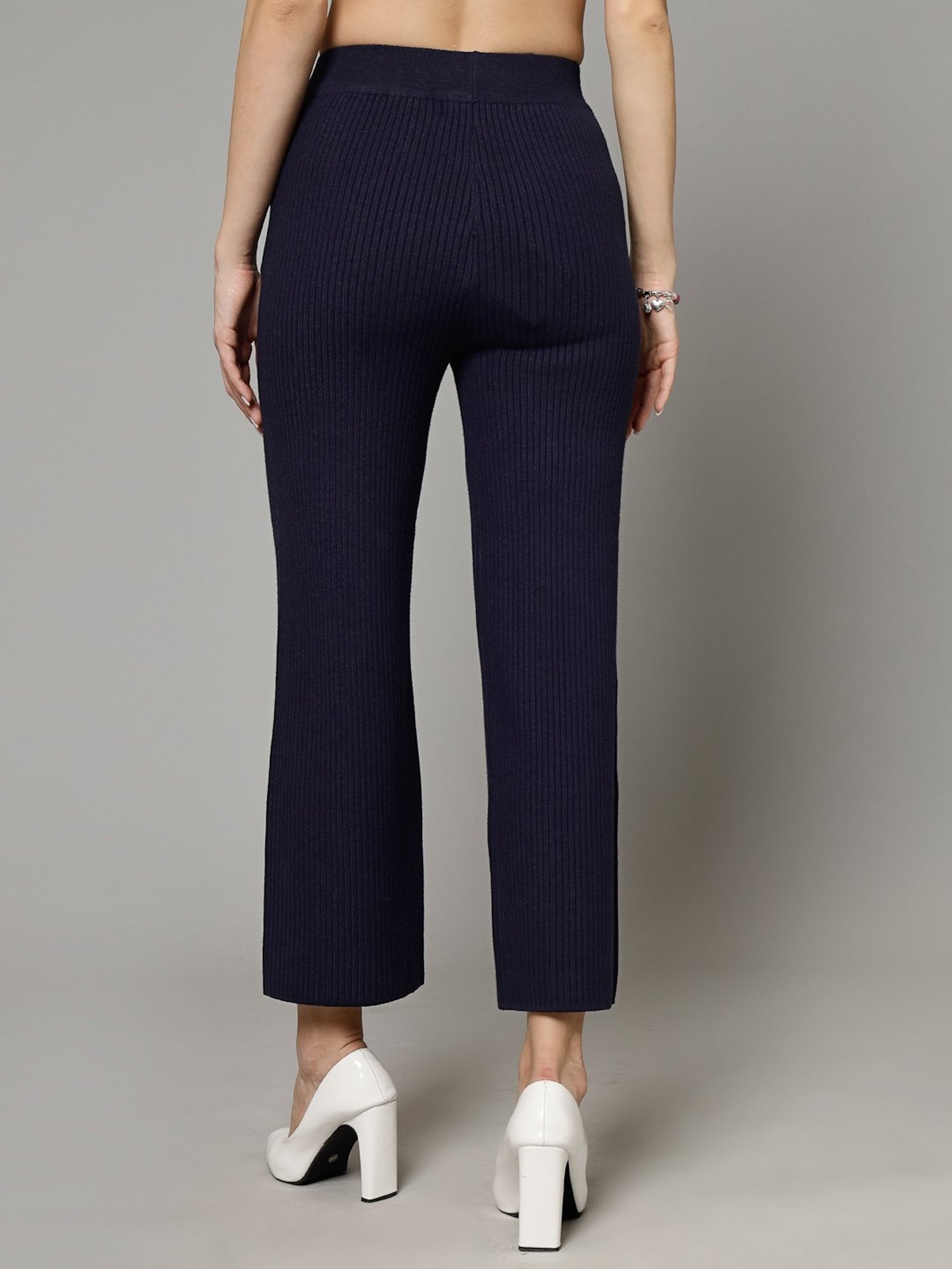 Mafadeny Navy Regular Fit Mid Rise Palazzos