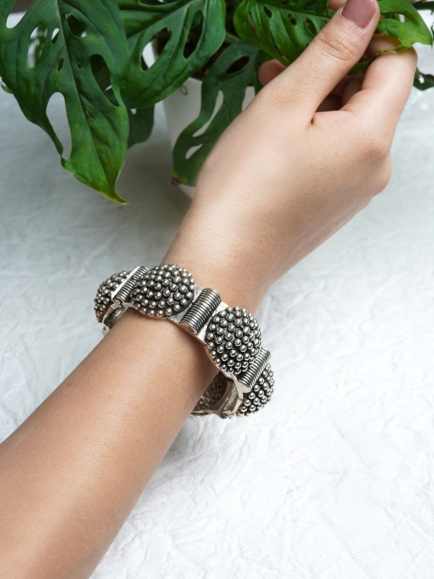 Teejh Ethnic  Nurat Sliver Oxidized Bangles for Women