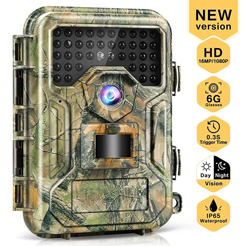 Trail Camera 2021 16MP 1080P 100ft 03s Trigger Waterproof Scouting Hunting Game Cameras with Infrared Night Vision Motion Activated Security Camera for Wildlife Deer Game Trail by