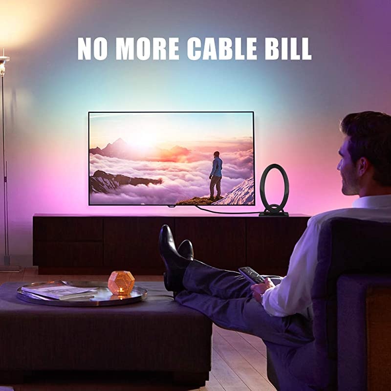 HDTV Antenna, 120 Miles Range Antenna for HDTV with Amplifier Signal Booster, Support 4K 1080P HDTV Channels, 16FT Coaxial Cable for TV Indoor