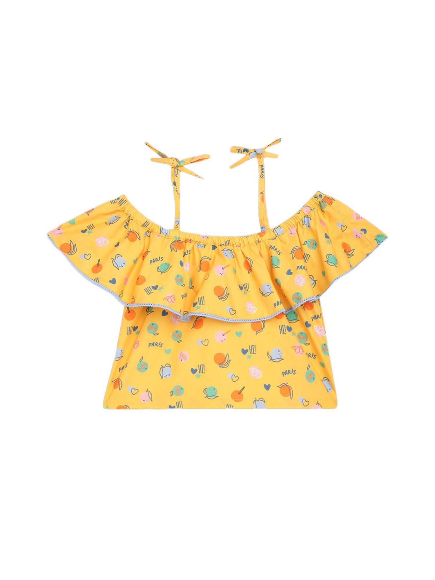 Elle Kids Yellow Printed Top