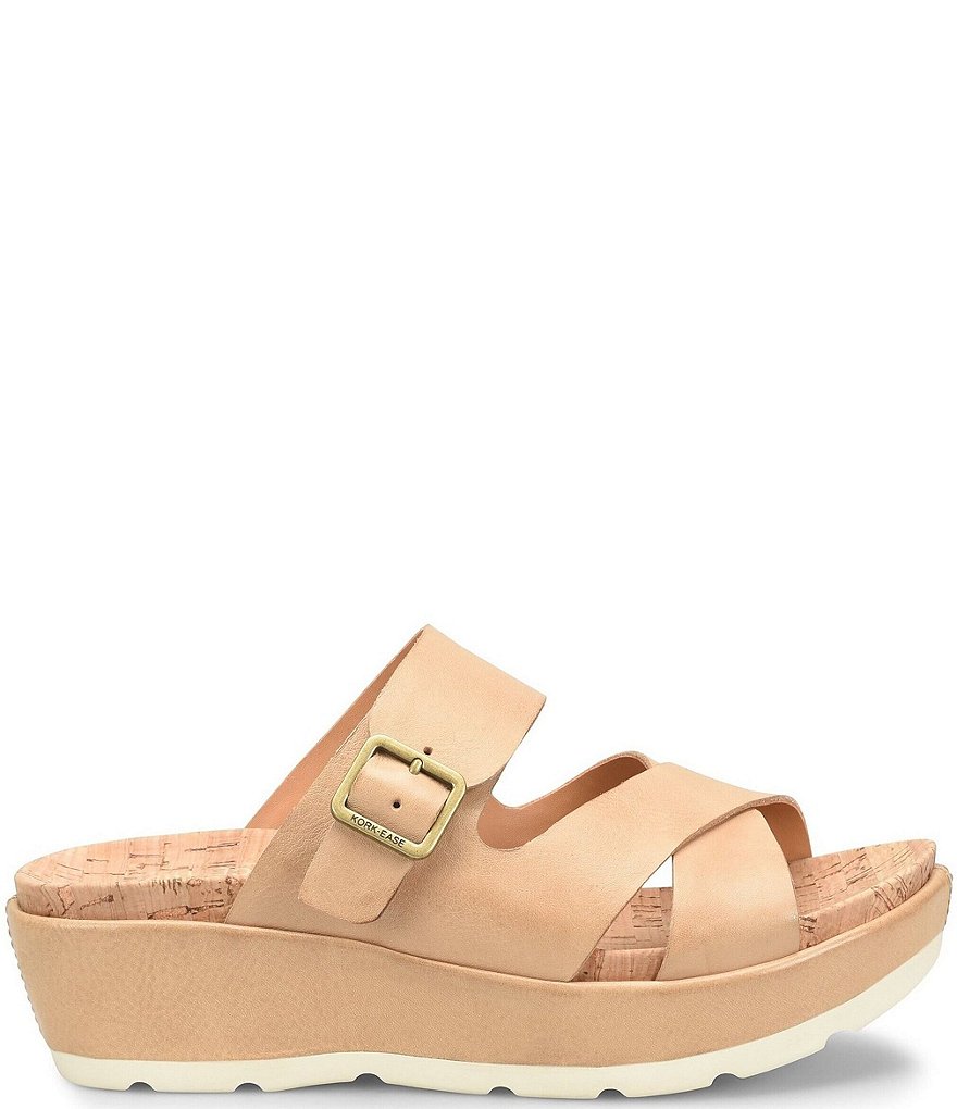 Kork-Ease Callie Leather Platform Wedge Slide Sandals