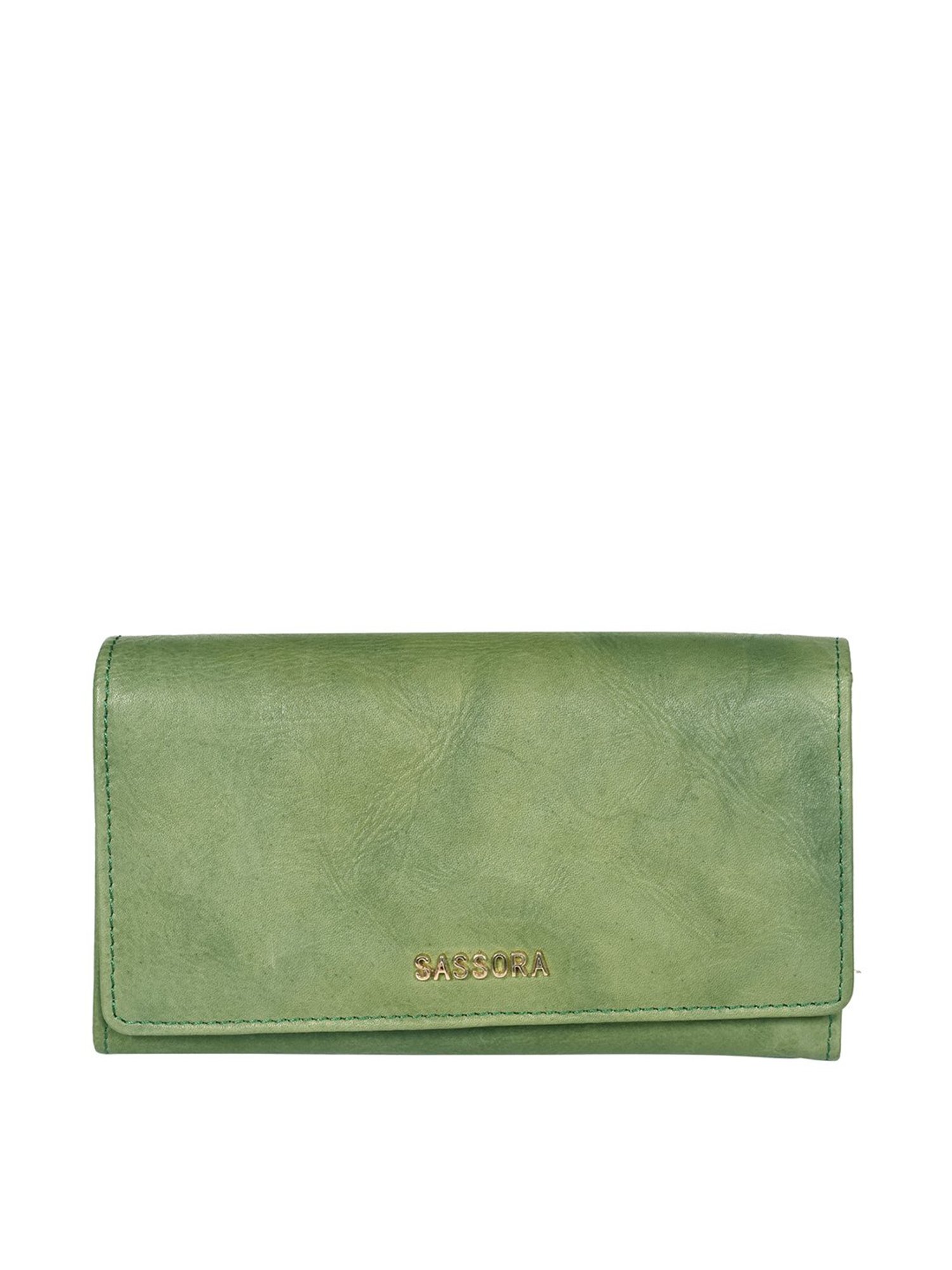 SASSORA Green Solid Rfid Wallet for Women