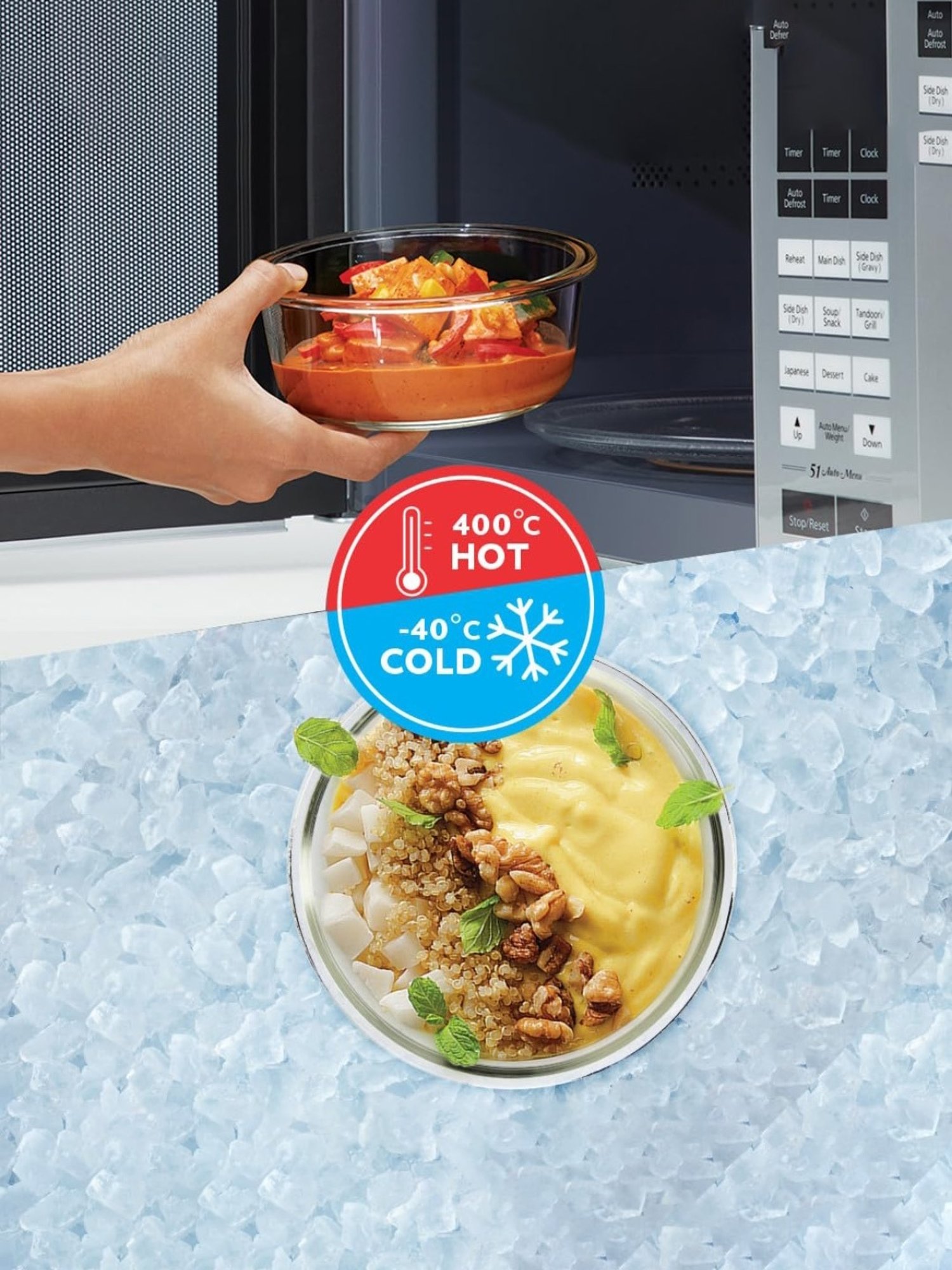 Borosil Steller Daisy Glass Lunch Box with Bag (Teal, 400 ml)