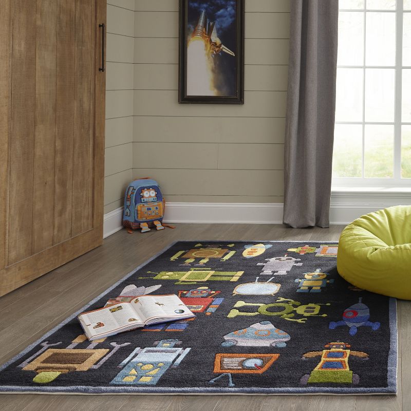 2'x3' Robot Tufted Accent Rug Steel Blue - Momeni