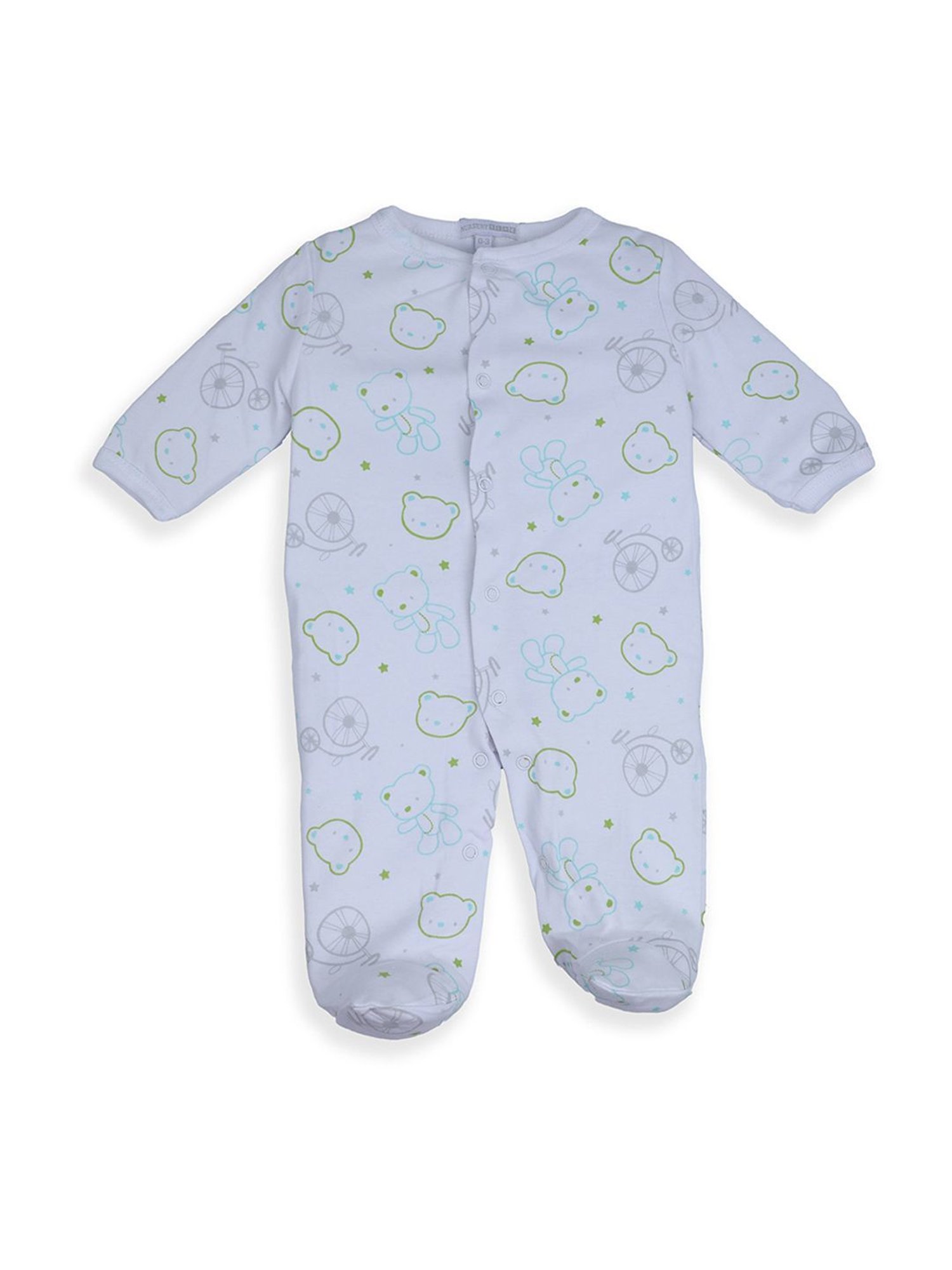 Baby Moo Kids White Cotton Printed Romper Set