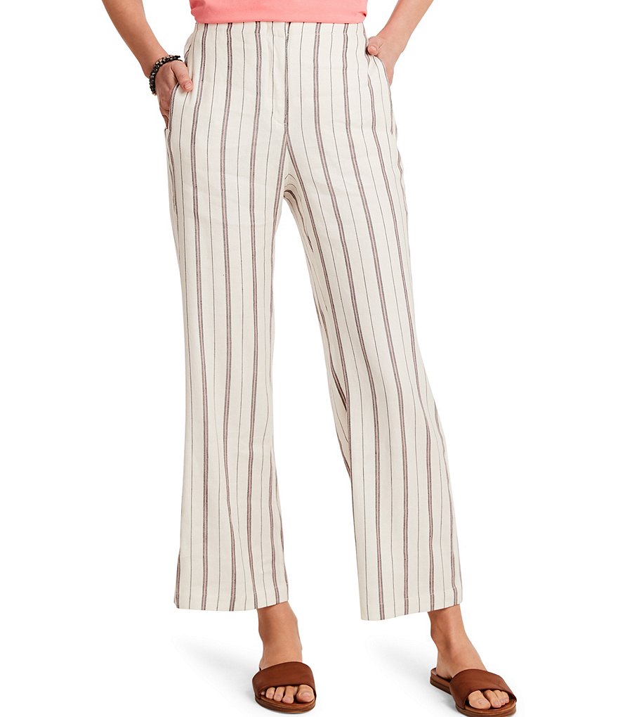 NIC + ZOE Grapefruit Stripe Linen Blend Stretch Wide Leg Pants