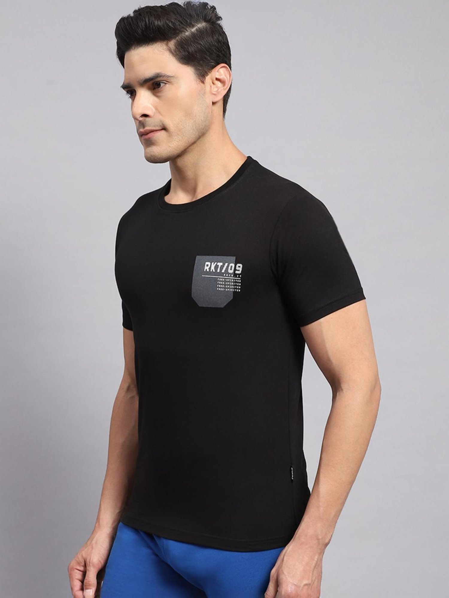 Rock.it Black Cotton Regular Fit Printed T-Shirt