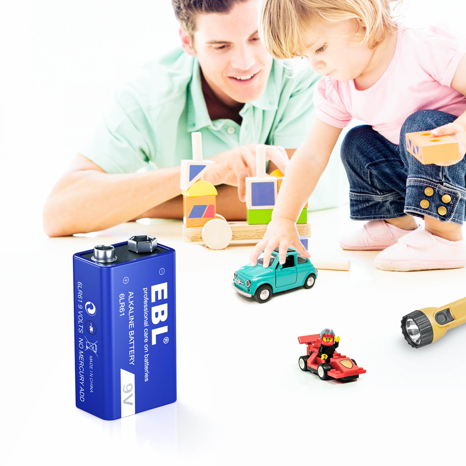 EBL 2 Pcs 9V 6LR61 Battery 9 Volt Alkaline Batteries Ultra Long Lasting and Leak Proof