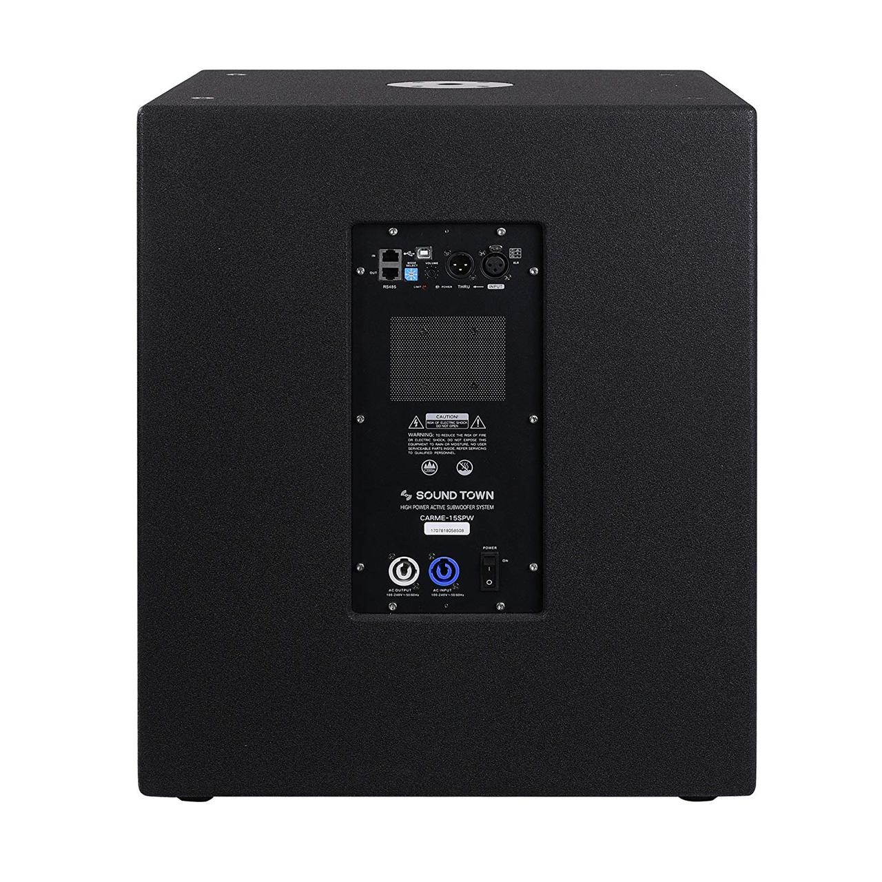 Sound Town CARME Series Powered PA Speaker and Subwoofer Combo Set with One 12&rdquo; PA Speaker, One 15&rdquo; Subwoofer, One Subwoofer Pole, Black