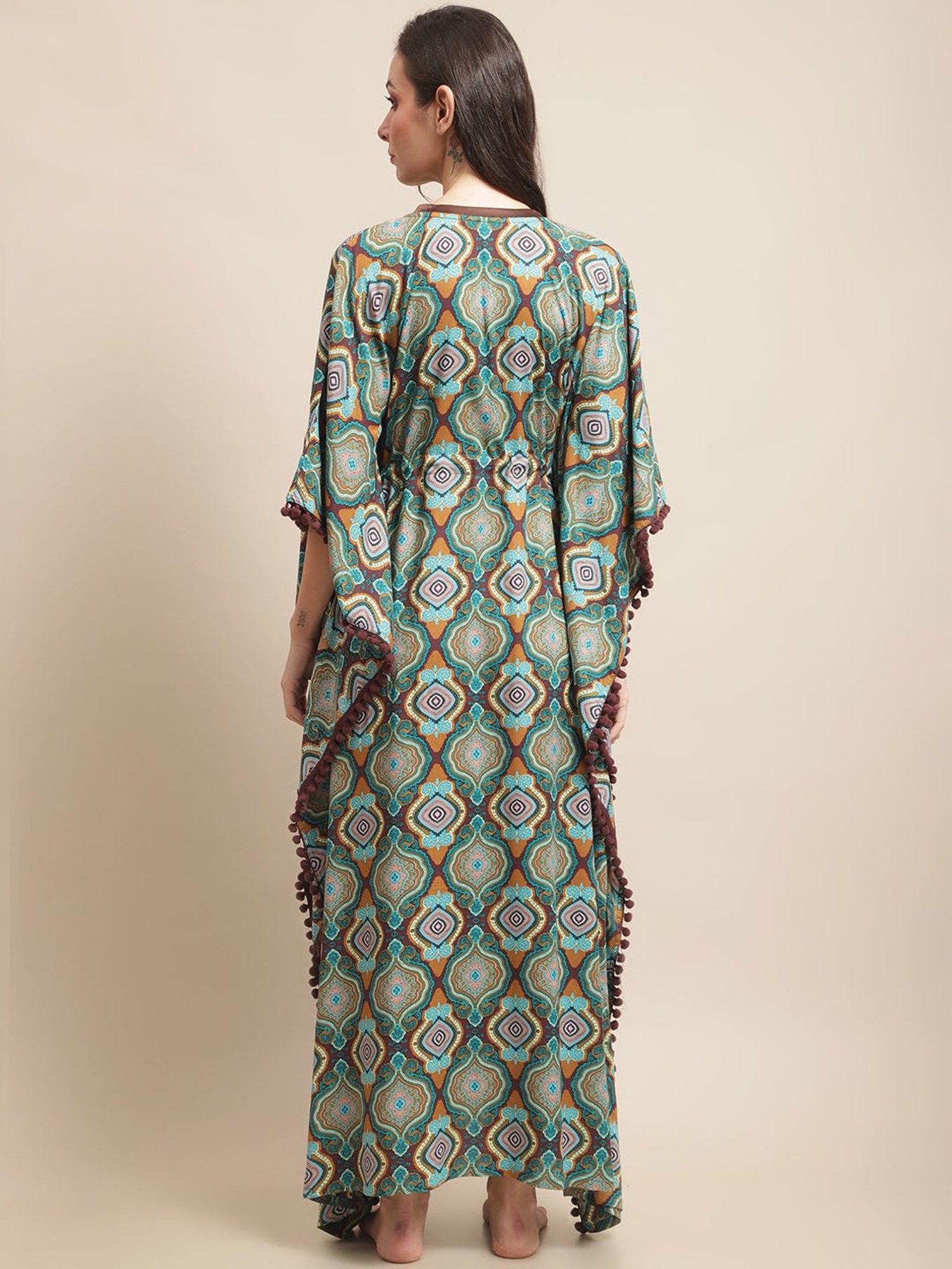 Boston Club Multicolor Printed Kaftan Night Dress