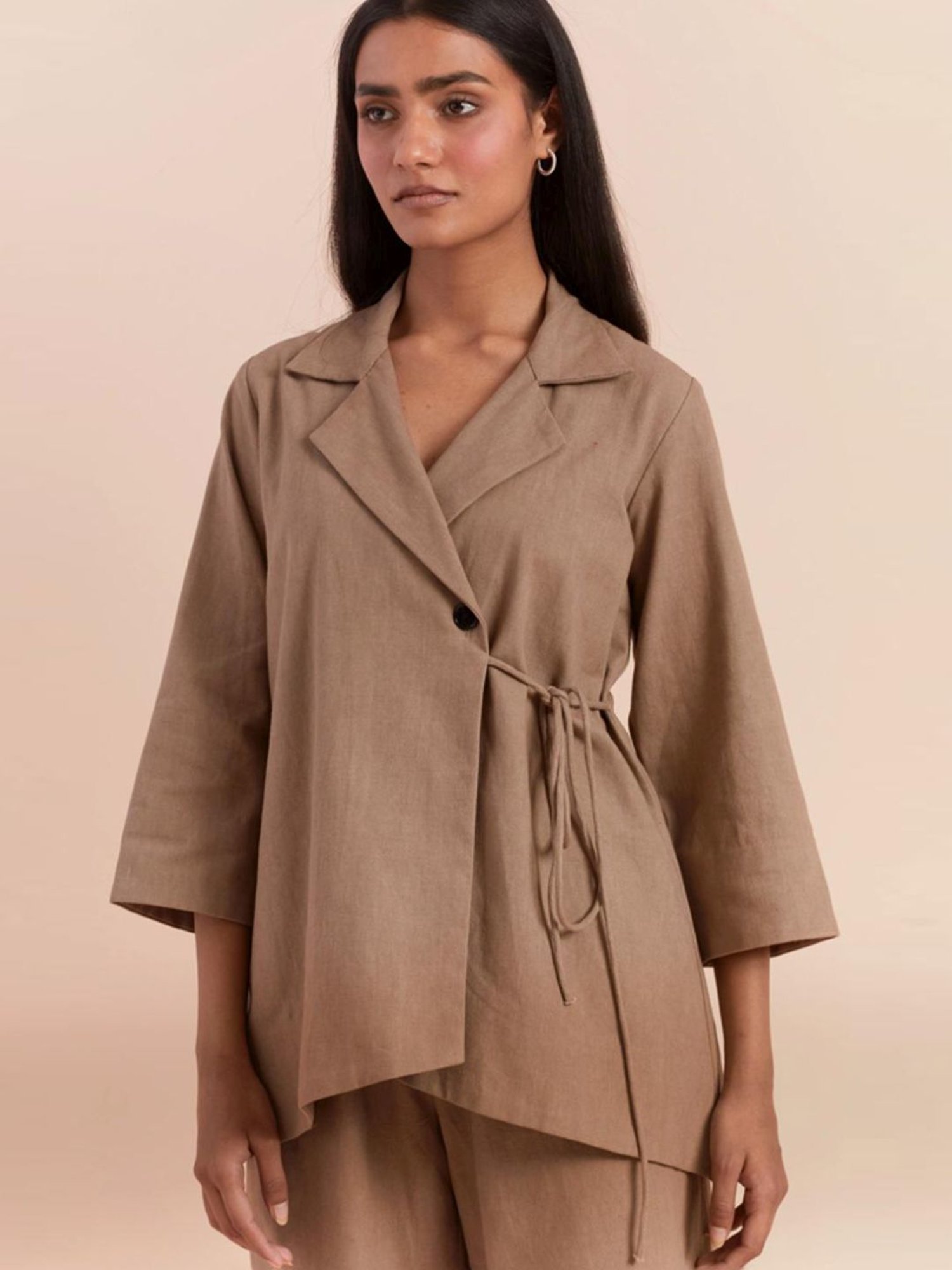 Priya Chaudhary Beige Yasha Twill Cotton Pant