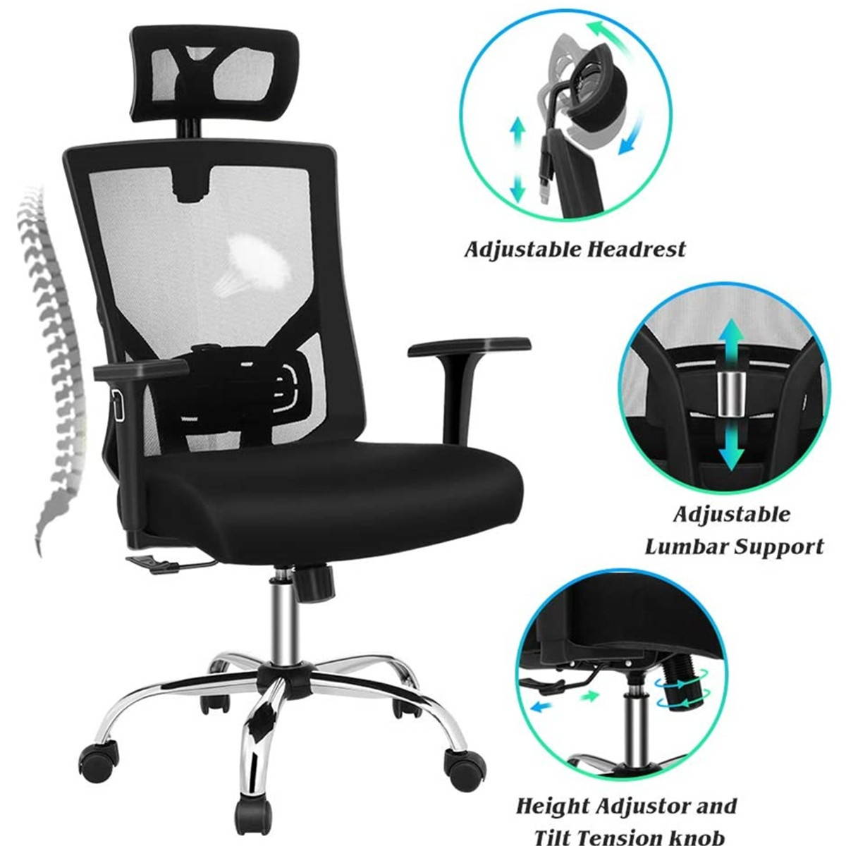 Ergonomic Office Chair High Back Mesh Executive Swivel Computer Desk Adjustable
