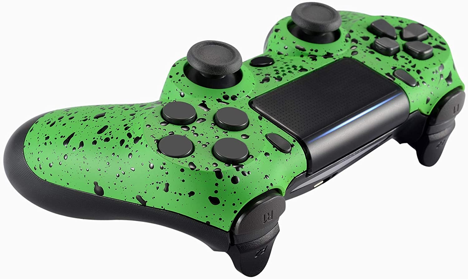 eXtremeRate Textured Green Faceplate Cover, 3D Splashing Front Housing Shell for Playstation 4 PS4 Slim PS4 Pro Controller (CUH-ZCT2 JDM-040/050/055) - Controller NOT Included