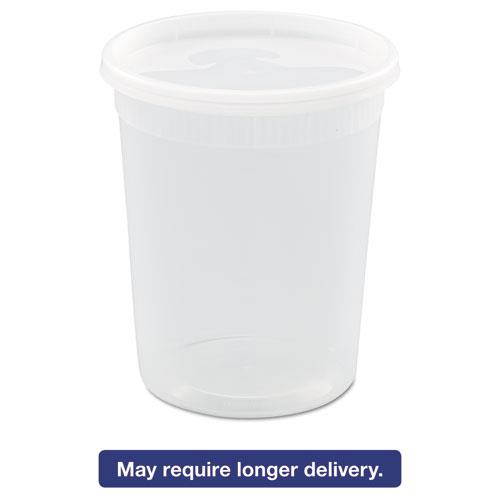 DELItainer Microwavable Combo, 32 oz, 4 .55" Diameter x 5.55"h, Clear, 240/Carton