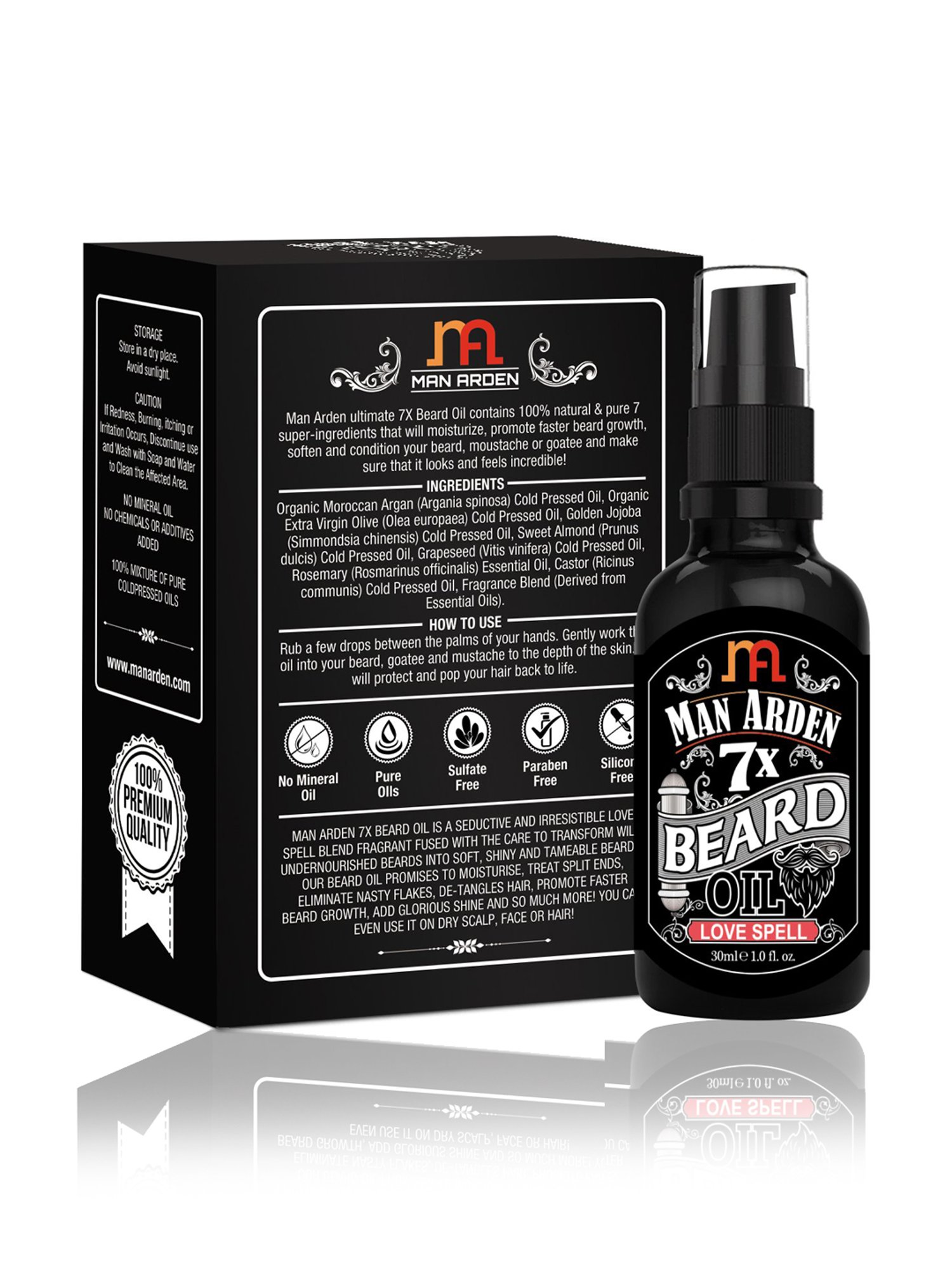 THE REAL MAN Beard Growth Oil 100 Percent Organic Beard & Moustache Hair Growth Oil - 50 ml