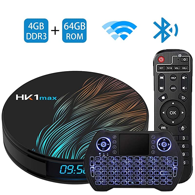 TV Box 100 4GB 64GB Smart TV Box Box RK3318 USB 30 Ultra HD 1080P 4K HDR WiFi 24GHz 58GHz Bluetooth 41 Set Top Box with Mini Wireless Backlit Keyboard HK1 MAX 4G 64G