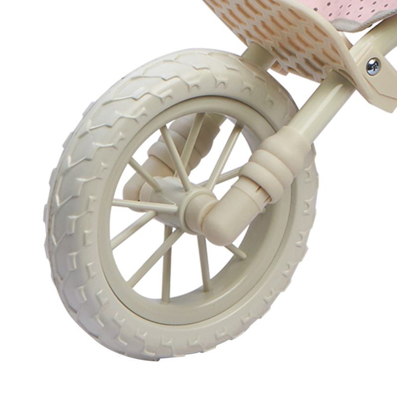 Olivia's Little World - Polka Dots Princess Baby Doll Twin Jogging Stroller - Pink & Gray