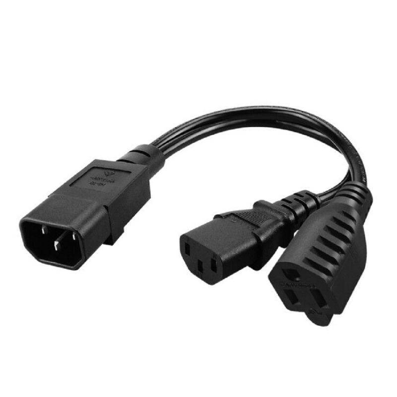 Tekit C14 to C13+NEMA 5-15R Y Splitter Power Plug Cord,Single IEC 320 C14 Male to C13+Nema 5-15R Female Splitter Adapter Cable Cord ,1ft /30mm