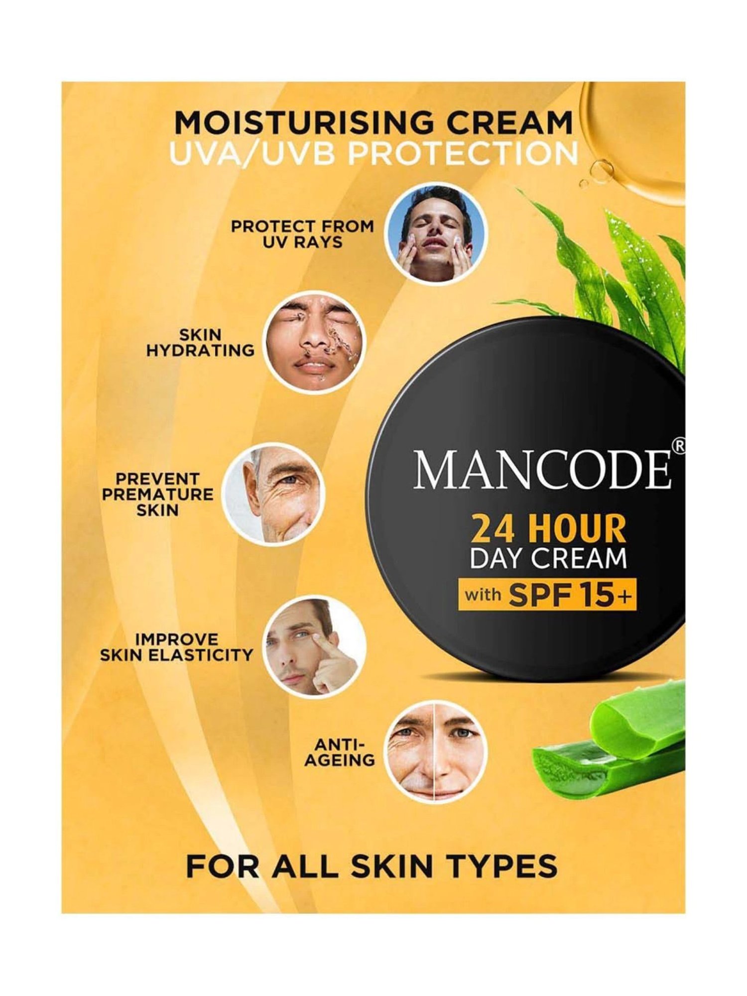 Mancode 24 Hours Day Cream with SPF 15+ - 100 gm
