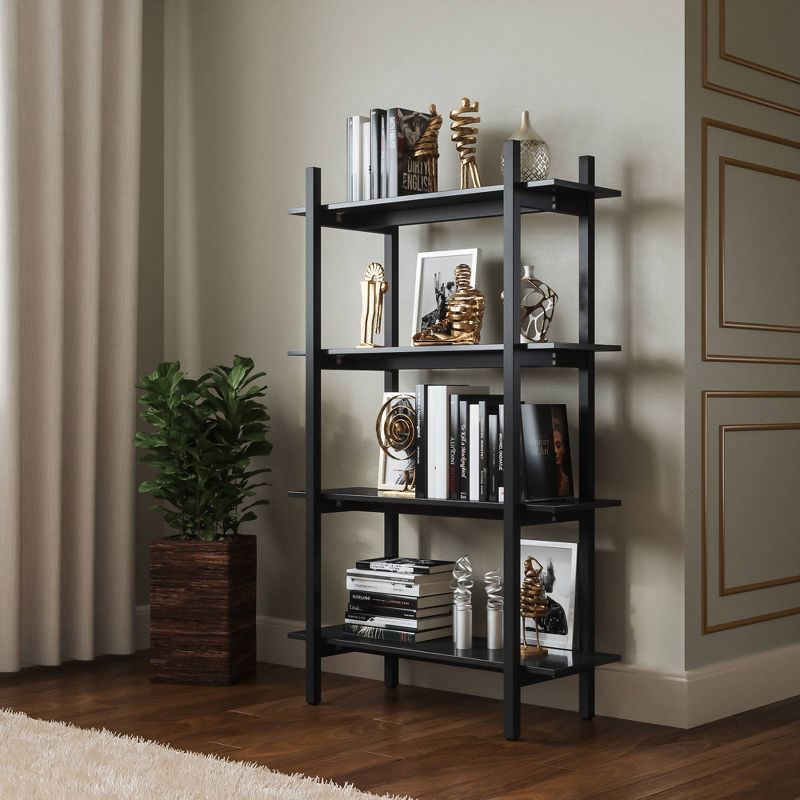 57" Emery 4 Tier Vertical Shelf Bookshelf Black - RST Brands
