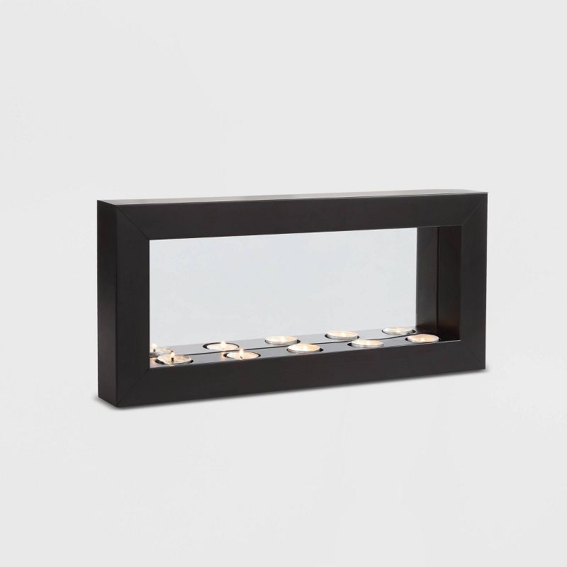 19.2" x 9" Mirror 5-Tealight Candle Metal Wall Sconce Black - Danya B.