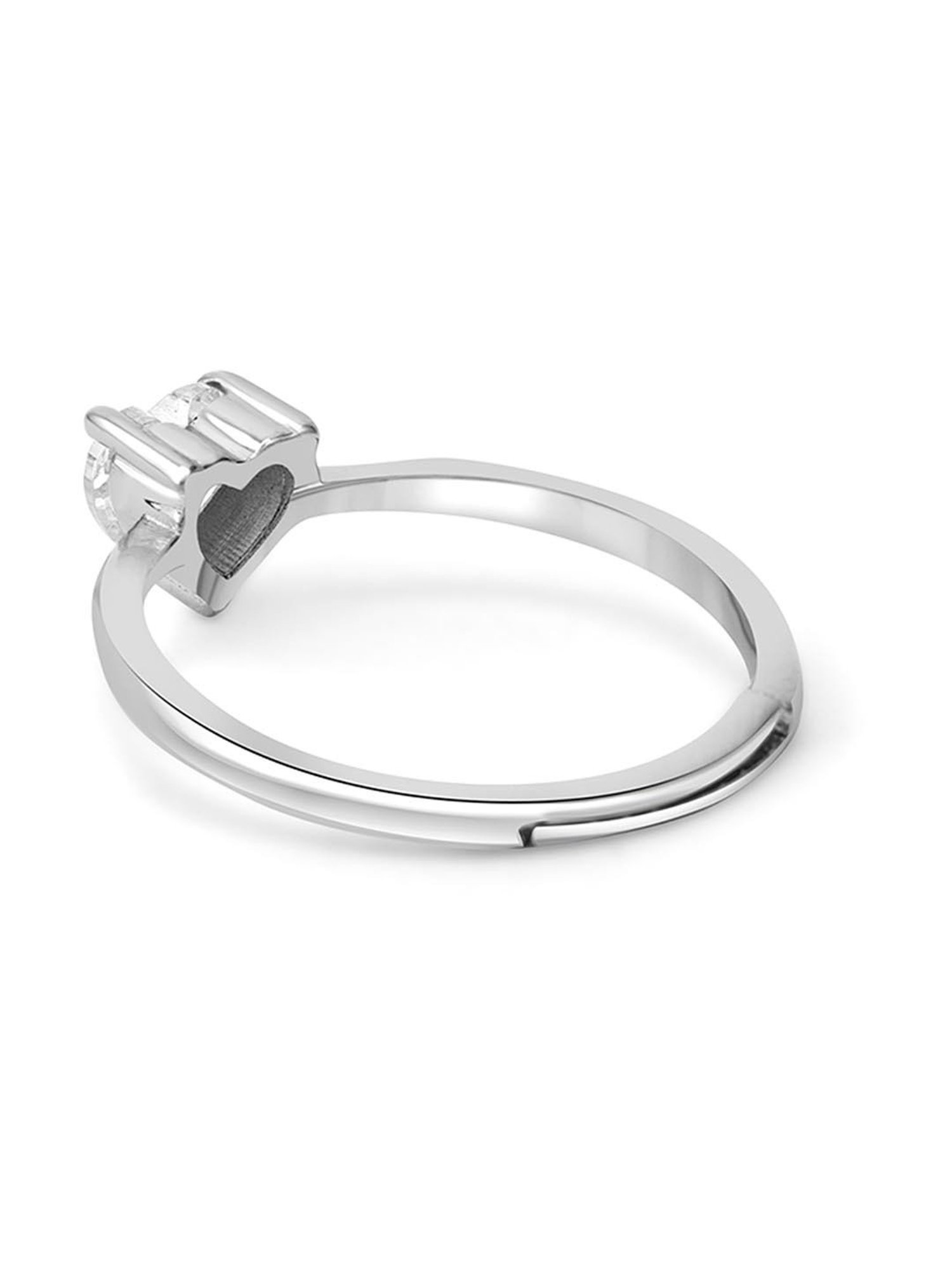March by FableStreet 92.5 Sterling Silver White Heart Zircon Casual Ring for Women