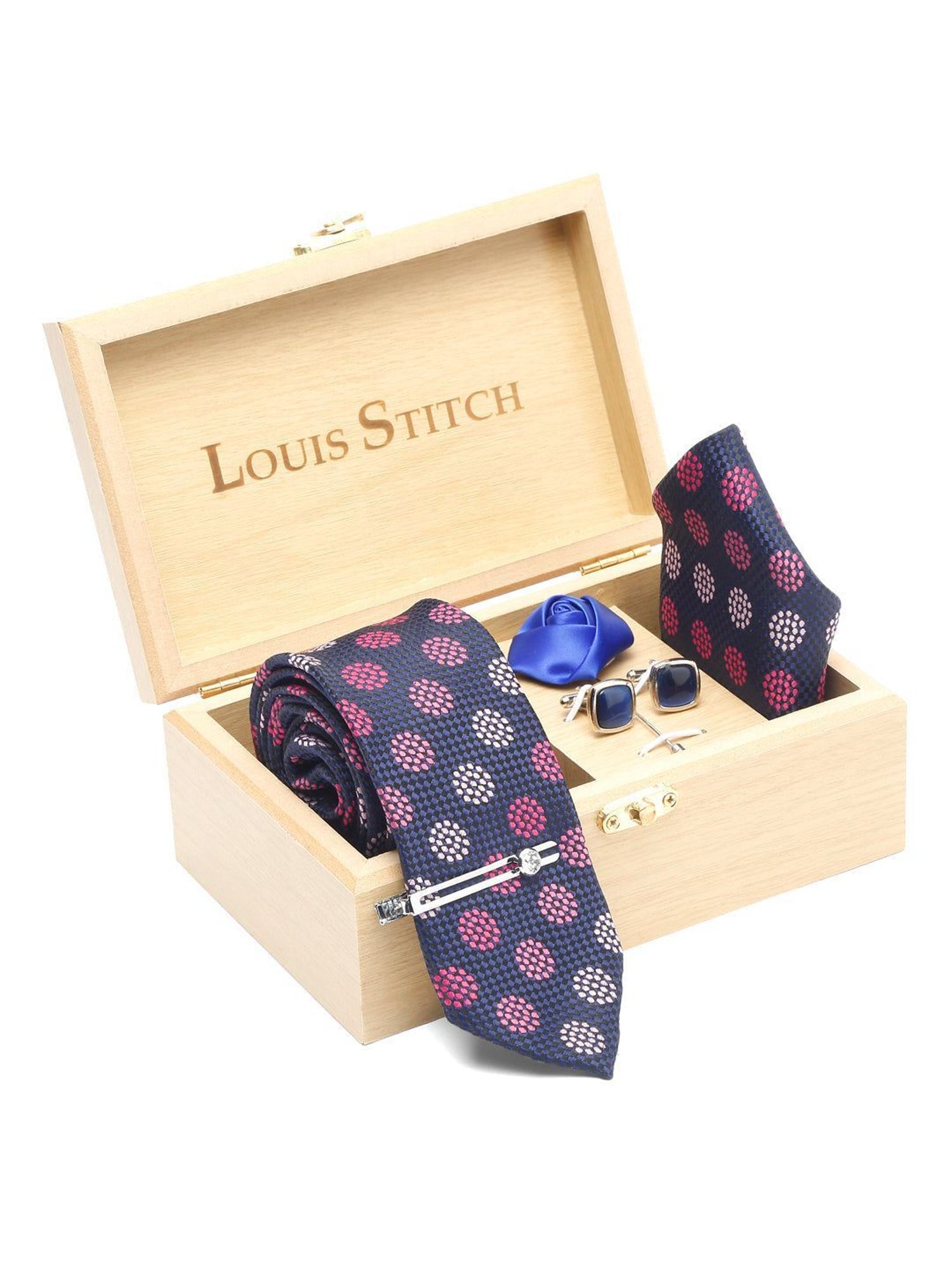 Louis Stitch Purple Printed Necktie Gift Set - Set of 5