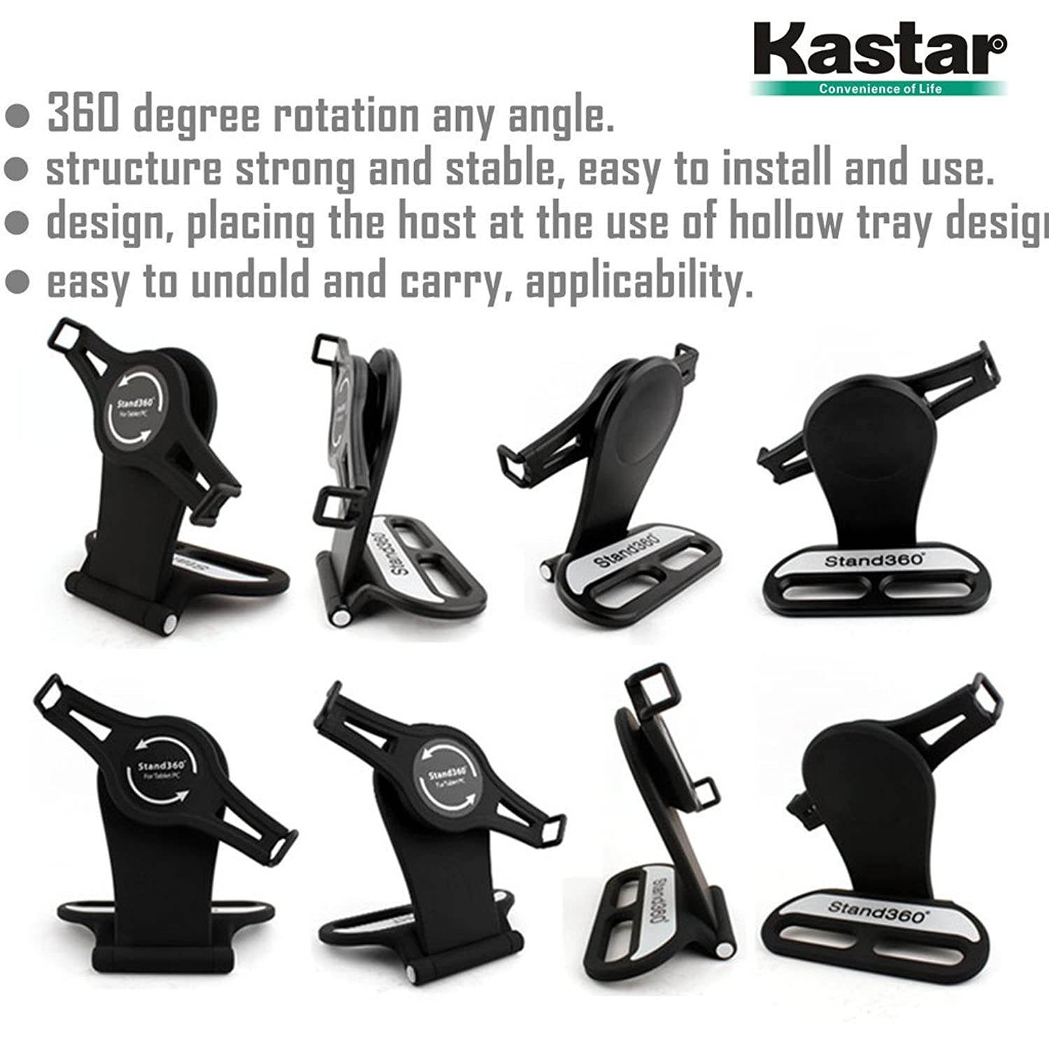 Kastar 360 Swivel Rotating Stand Holder Tabletop Stand with Collapsible Base for All iPad Series: iPad1, iPad2, iPad3, iPad4, iPad Mini, iPad Air, Samsung Galaxy Tablets and 7"-10" Tablet PC (White)