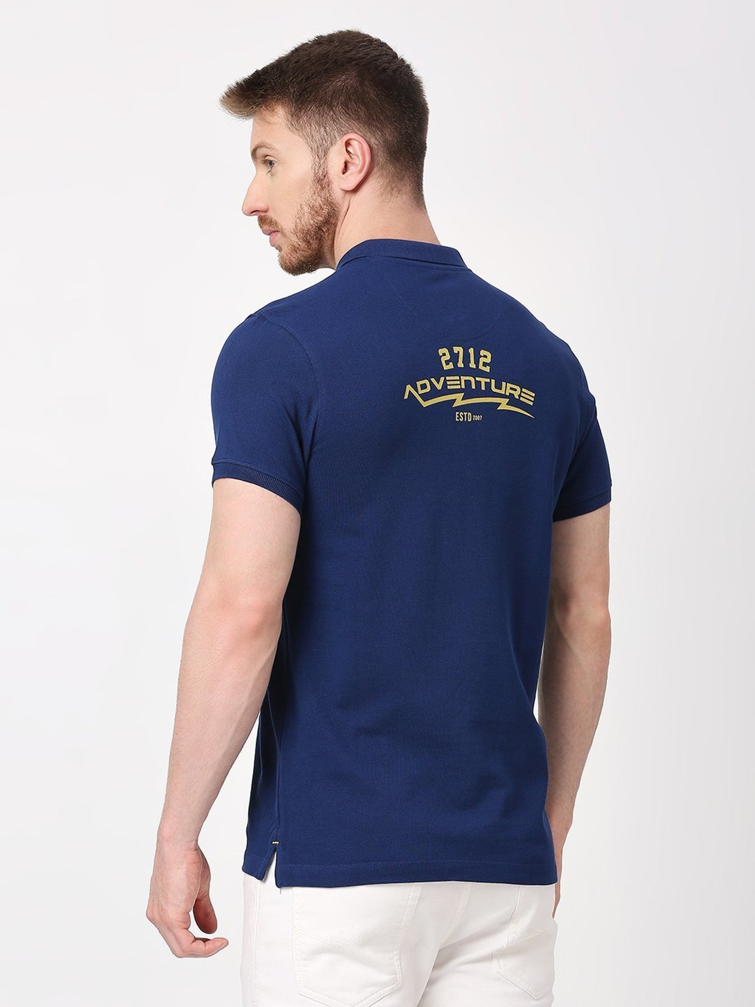 Being Human Dark Blue Regular Fit Polo T-Shirt