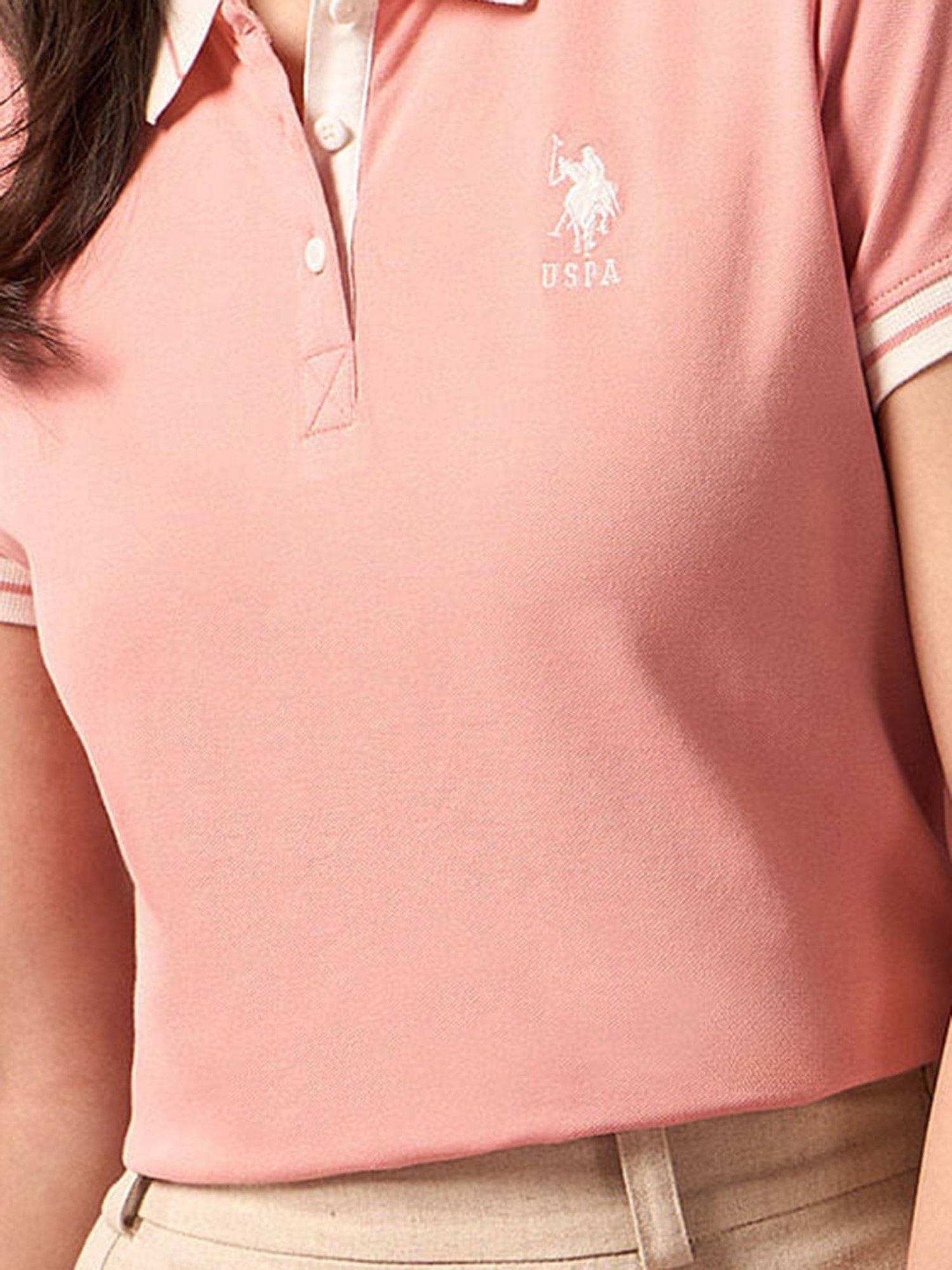 U.S. Polo Assn. Peach Logo Print Polo T-Shirt