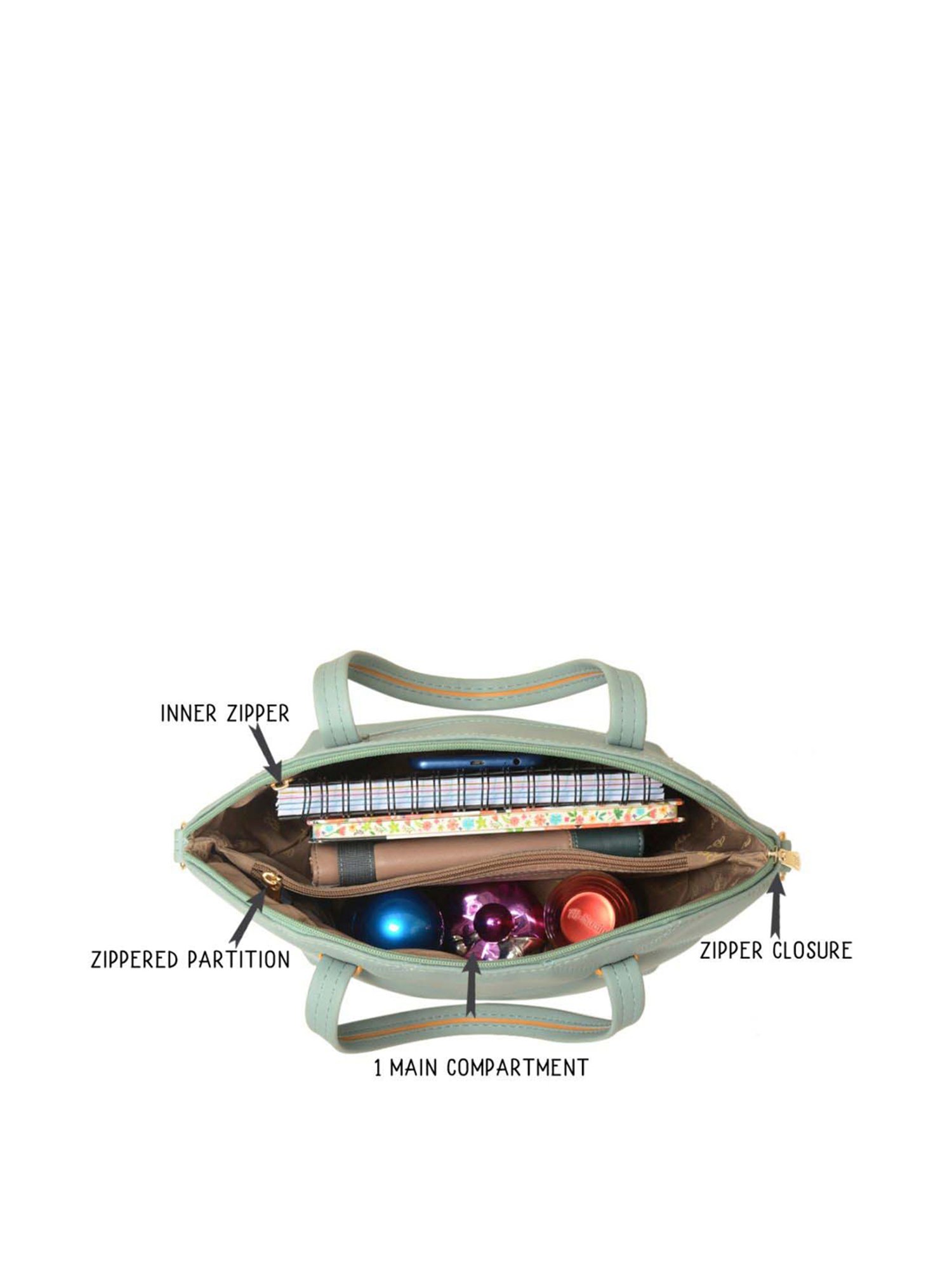 Baggit Green Quilted Medium Handbag