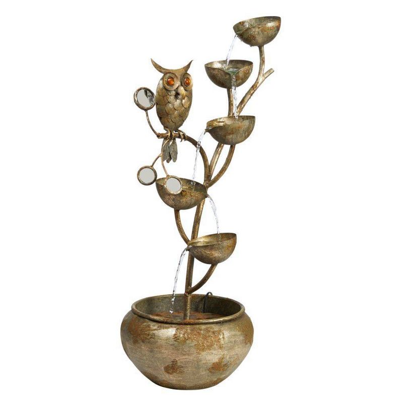 Whooo's Watching Owl Cascading Metal Sculptural Fountain - Acorn Hollow