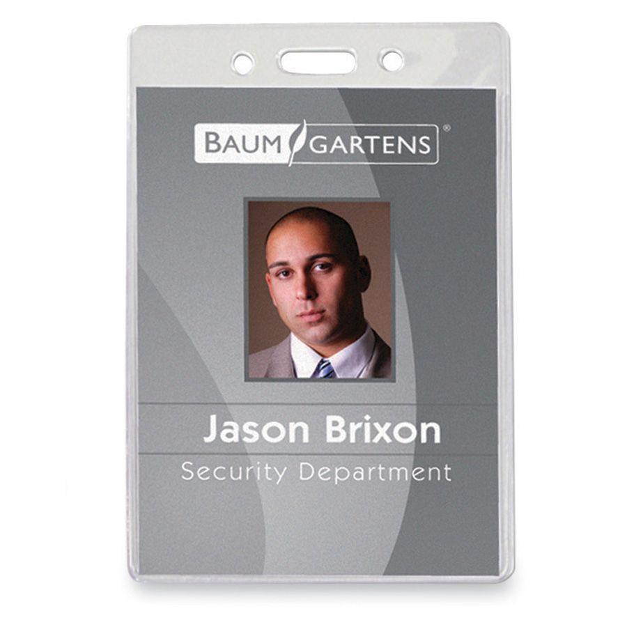 Baumgartens Govt Badge Holder,Vinyl,Vertical,2-5/8"x3-7/8",50/PK,CL 67880