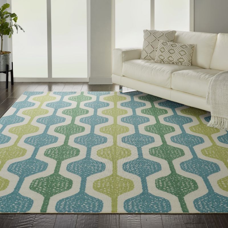 7'9"x10'10" Rectangle Indoor and Outdoor Area Rug Blue - Waverly