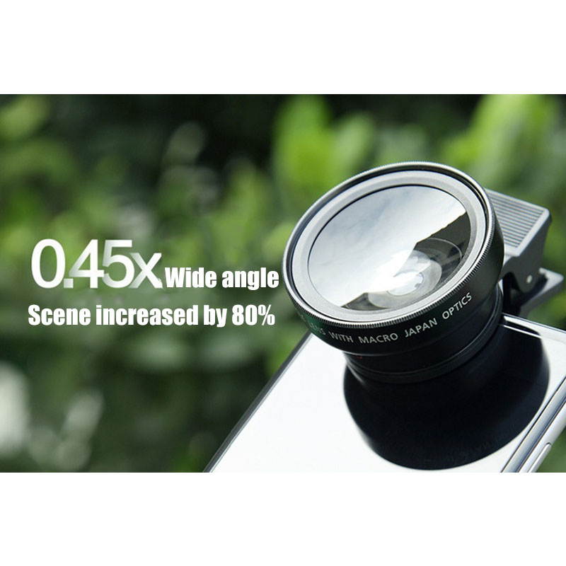 2 in 1 0.45X Lens Wide Angle 12.5X Macro Professional Lens HD Phone Camera Lens For IPhone 8 7 6S Plus for Xiaomi Samsung