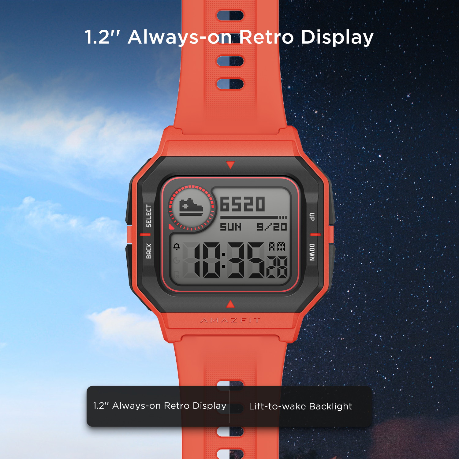 Amazfit Neo Fitness Retro Smartwatch: 28-Day Battery Life - Real-Time Workout Tracking - Heart Rate and Sleep Monitoring - Smart Notifications, 1.2" Always-On Display - Water Resistant, Orange
