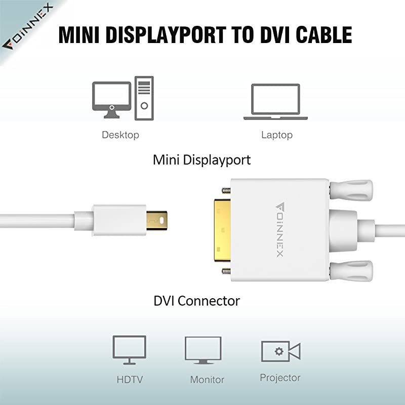 DisplayPortThunderbolt to DVI Adapter CableDP Source in to DVI Out Converter Cord for MacMacBook ProAirSurface Pro 6 5 4 3MS Surface Book to MonitorProjectorTVMale Video Lead 6 ft