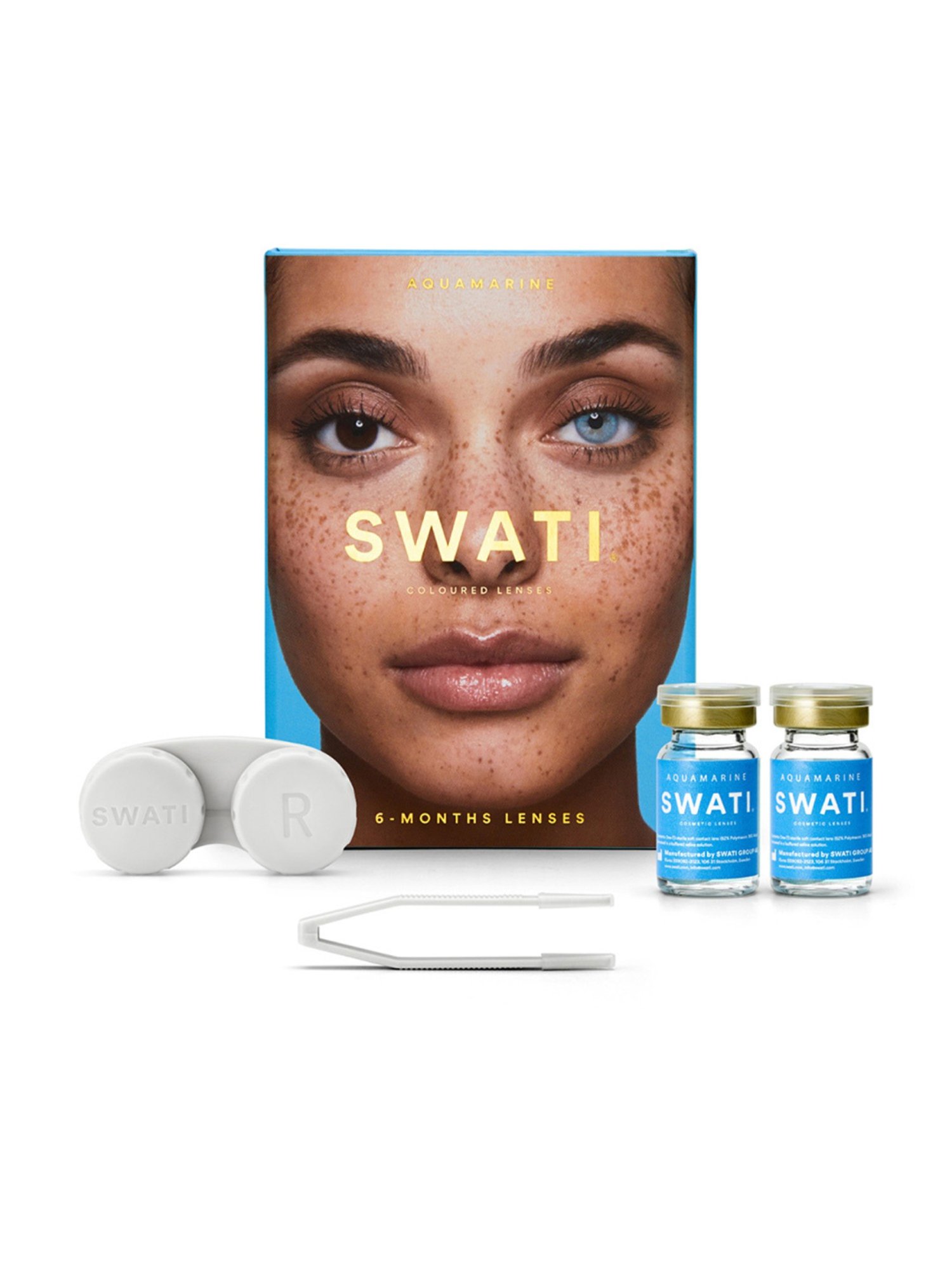 Swati Cosmetics Coloured Contact Lenses -  Aquamarine (6 Months, Power - 6.00)
