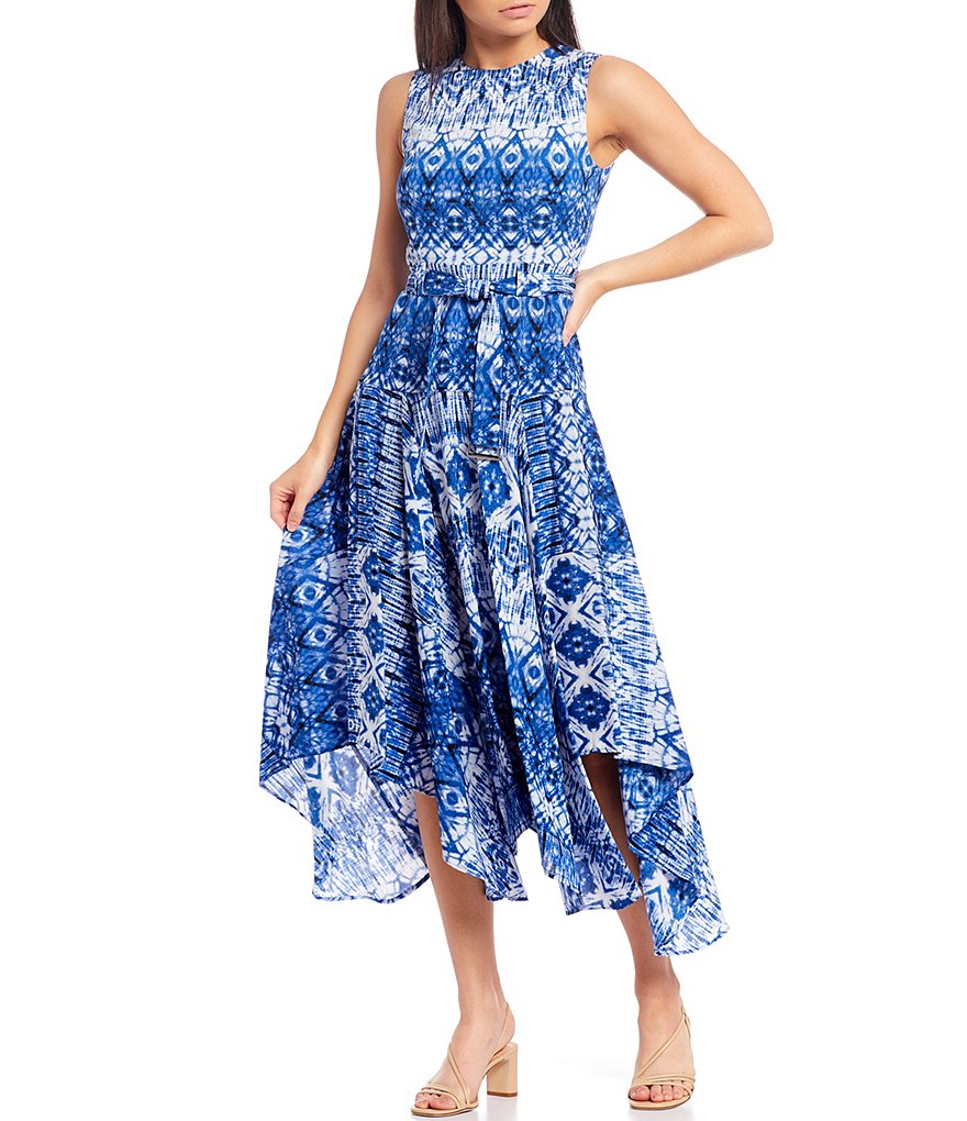 Vince Camuto Halter Bow Neck Sleeveless Midi Dress with Side Seam Pockets