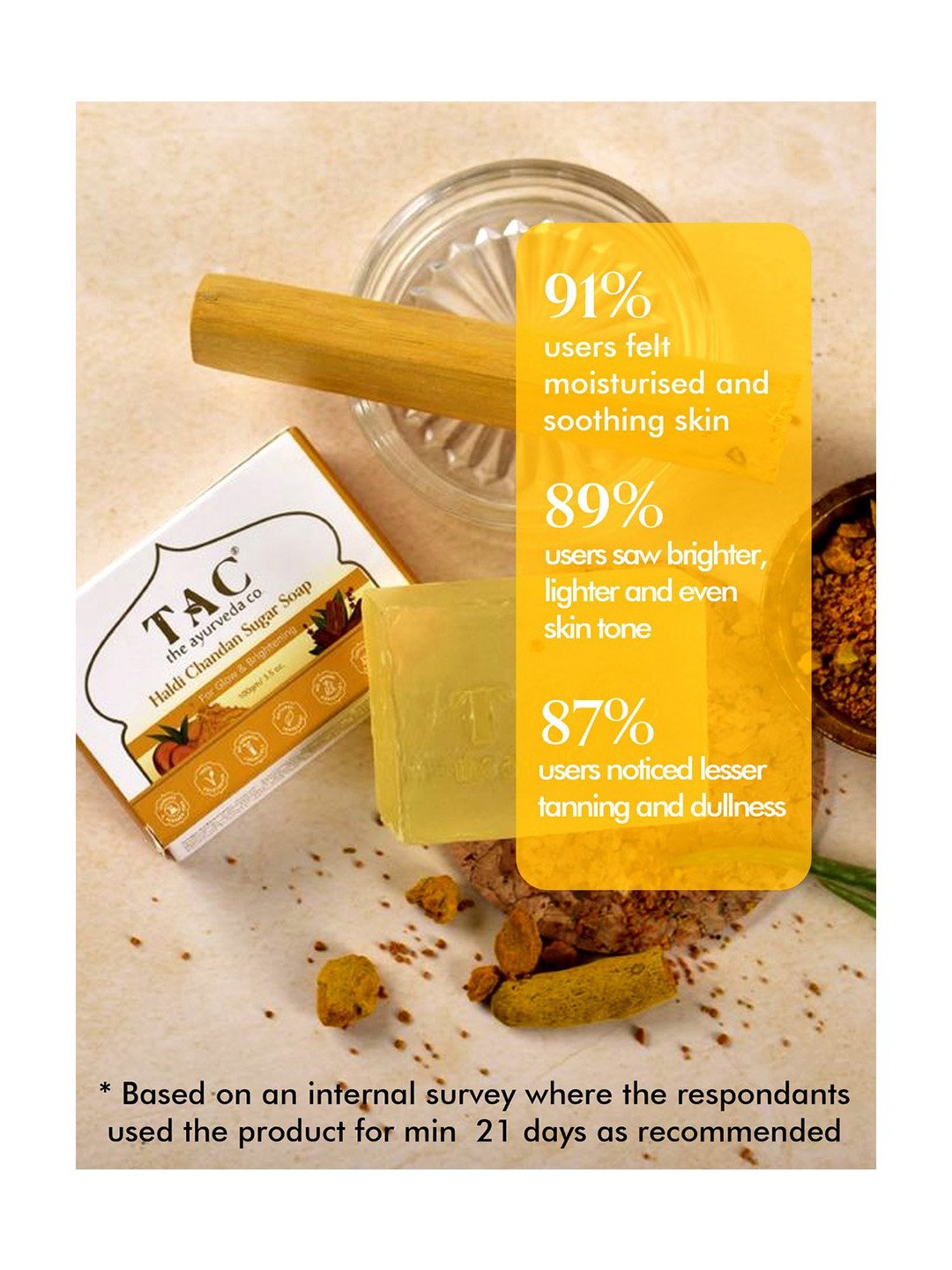 TAC - The Ayurveda Co. Yellow Sandalwood Soap for Men & Women - Pack of 3