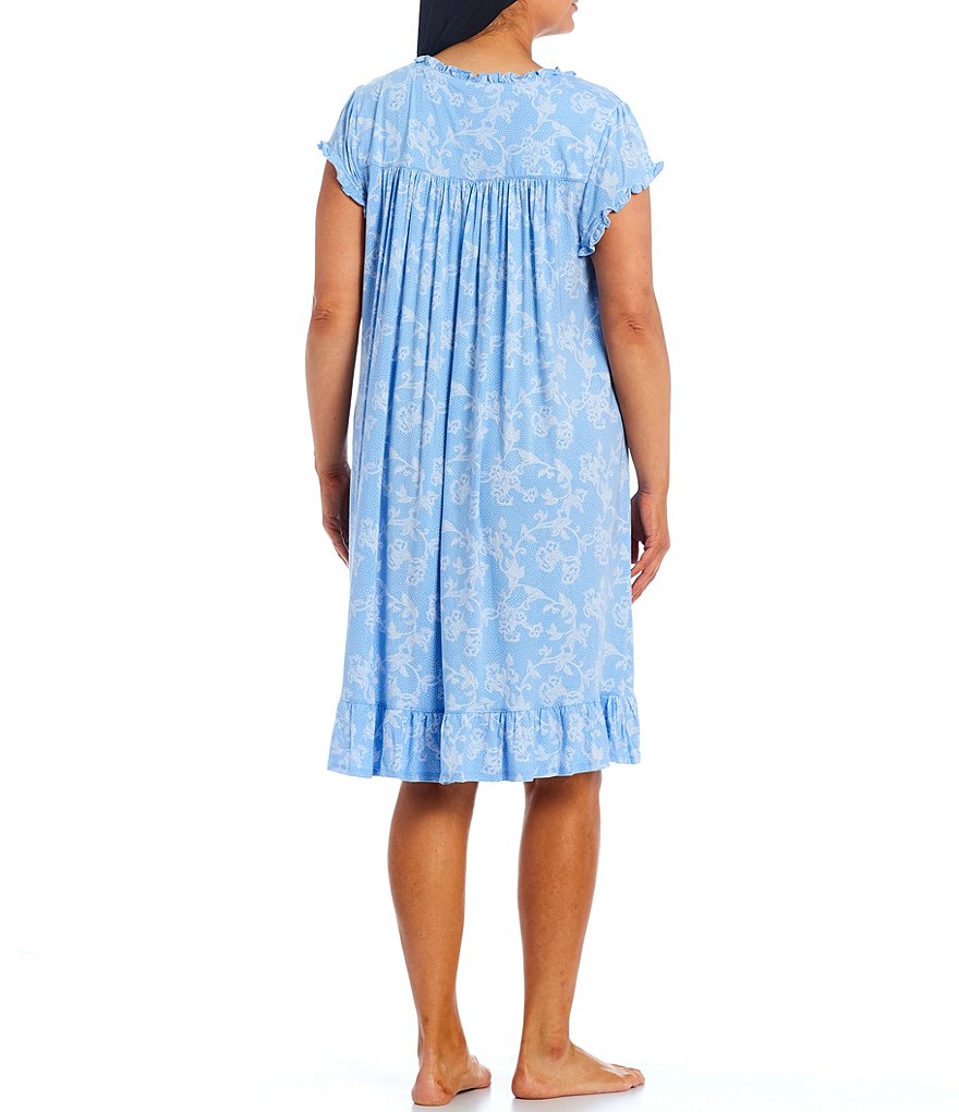 Eileen West Plus Floral Print Jersey Knit Waltz Nightgown