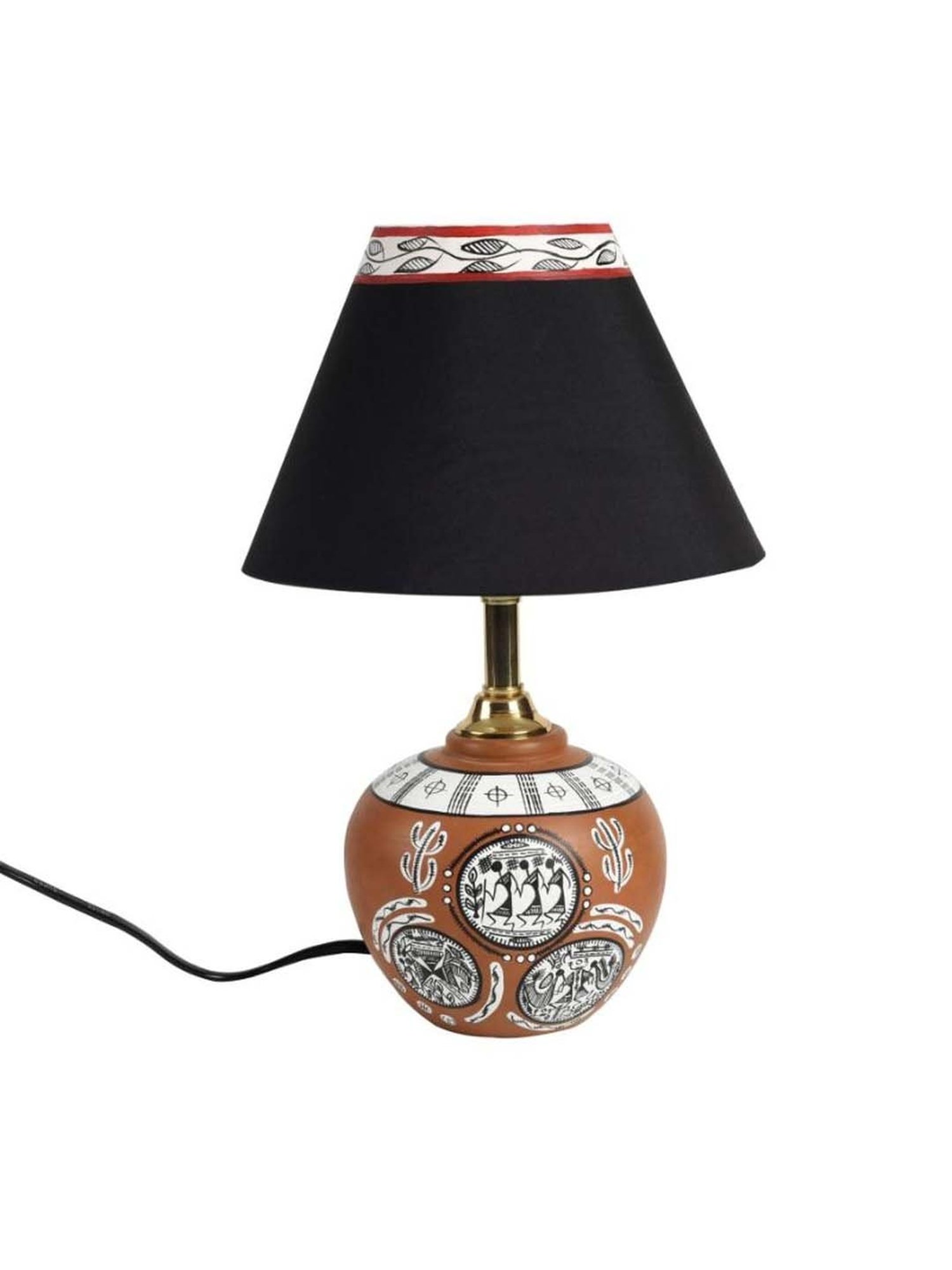 Unravel India Brown & Orange Terracotta Table Lamp - Set of 1