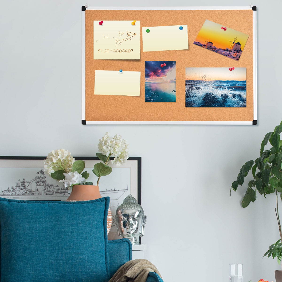 Costway 2 Pack Cork Bulletin Board 24'' x 36'' Wall Mounted Notice Board w/Aluminium Frame