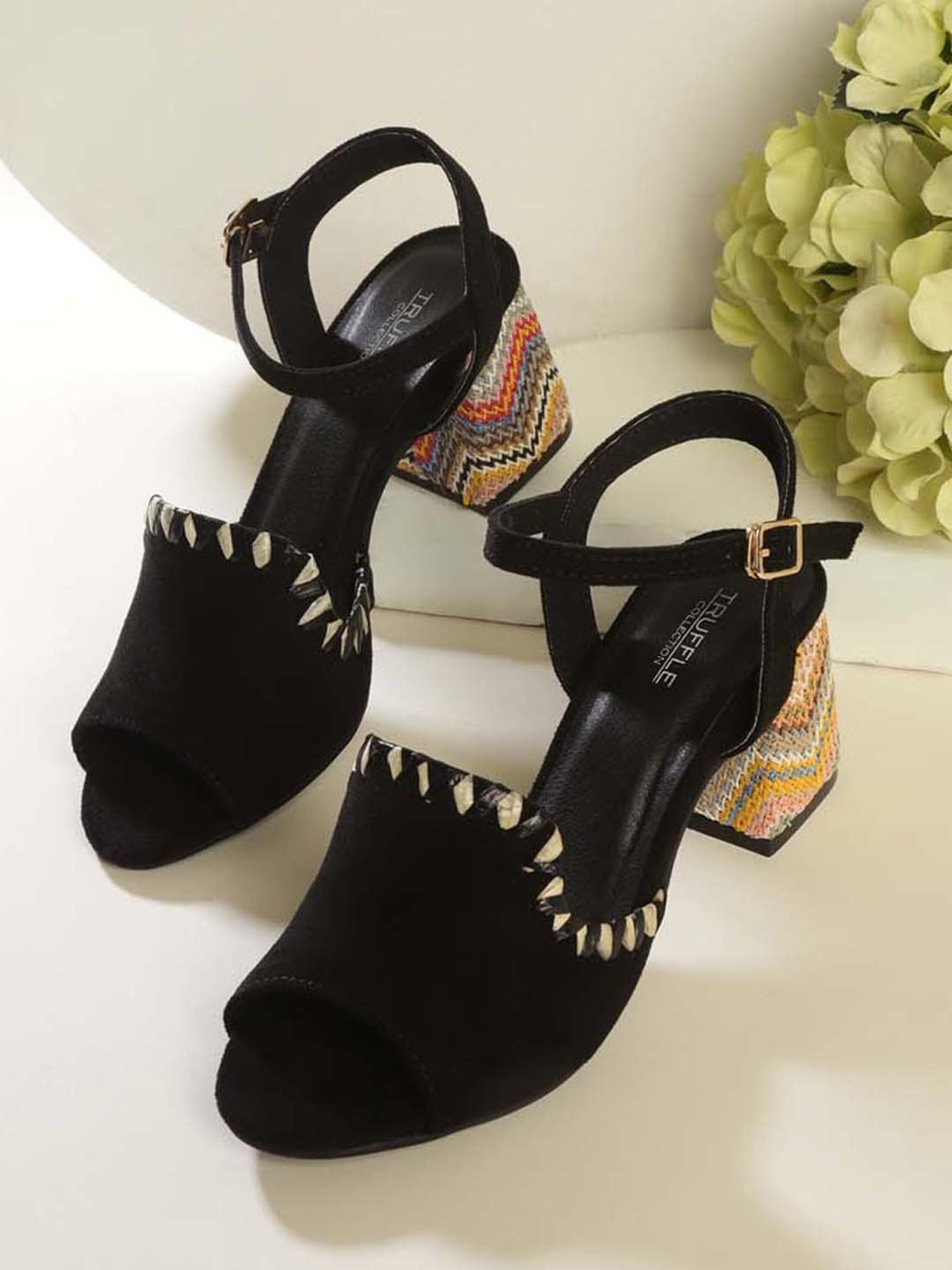 Truffle Collection Women's Black Ankle Strap Sandals