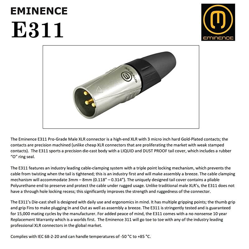 2 Units 12 Foot HQ4 Star Quad Balanced Male to Female Microphone Cables with Eminence E311 amp E312 Gold XLR Connectors UV Protected amp Road Ready