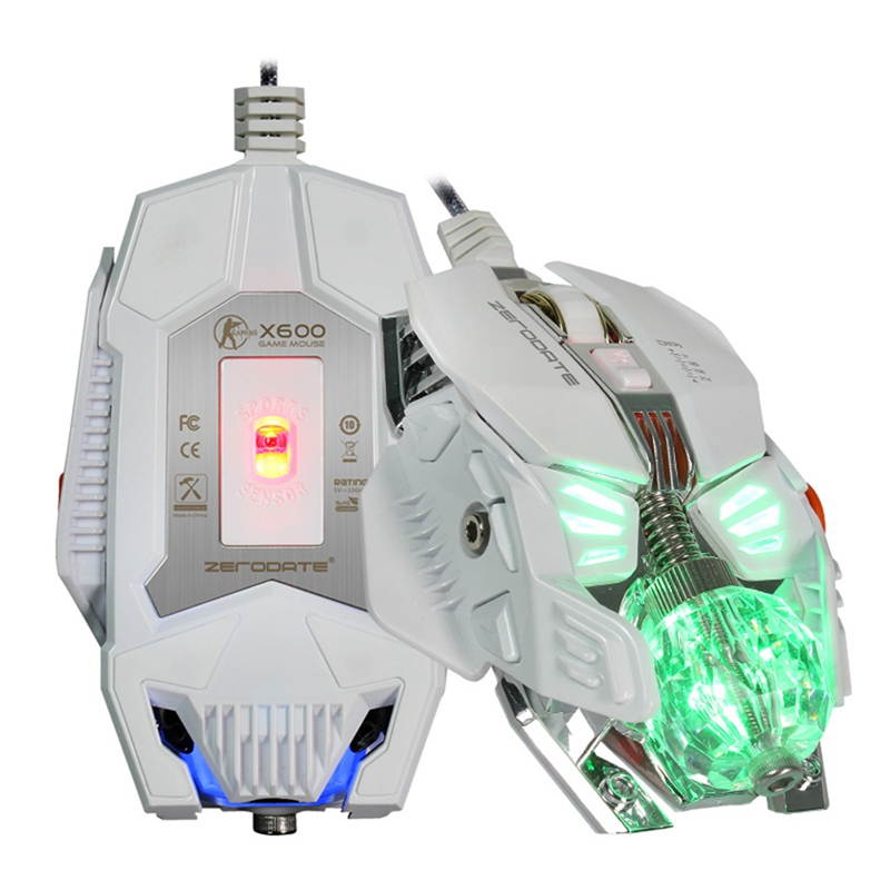 Mechanical Gaming Mouse 8 Button 2500DPI A5050 Chip Wired Mouse Gamer Macros Programming Optical Computer Mouse for Laptop PC(black /white )