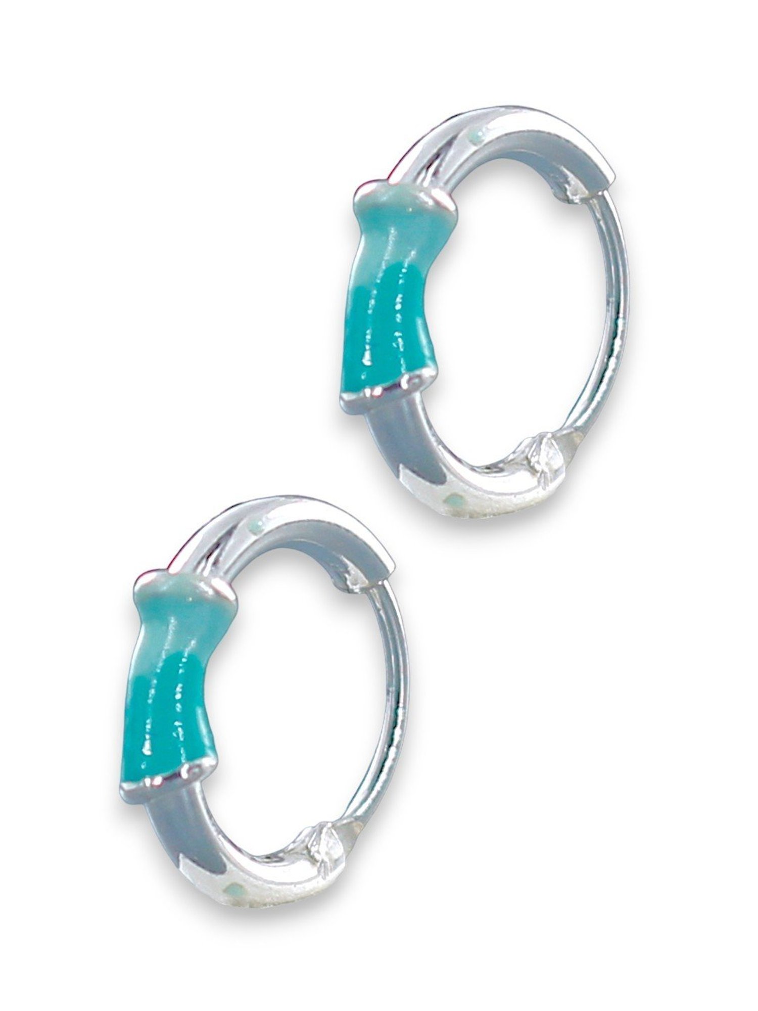 Taraash 92.5 Sterling Silver Enamel Green Bali Hoop Earrings for Kids/Girls/Women
