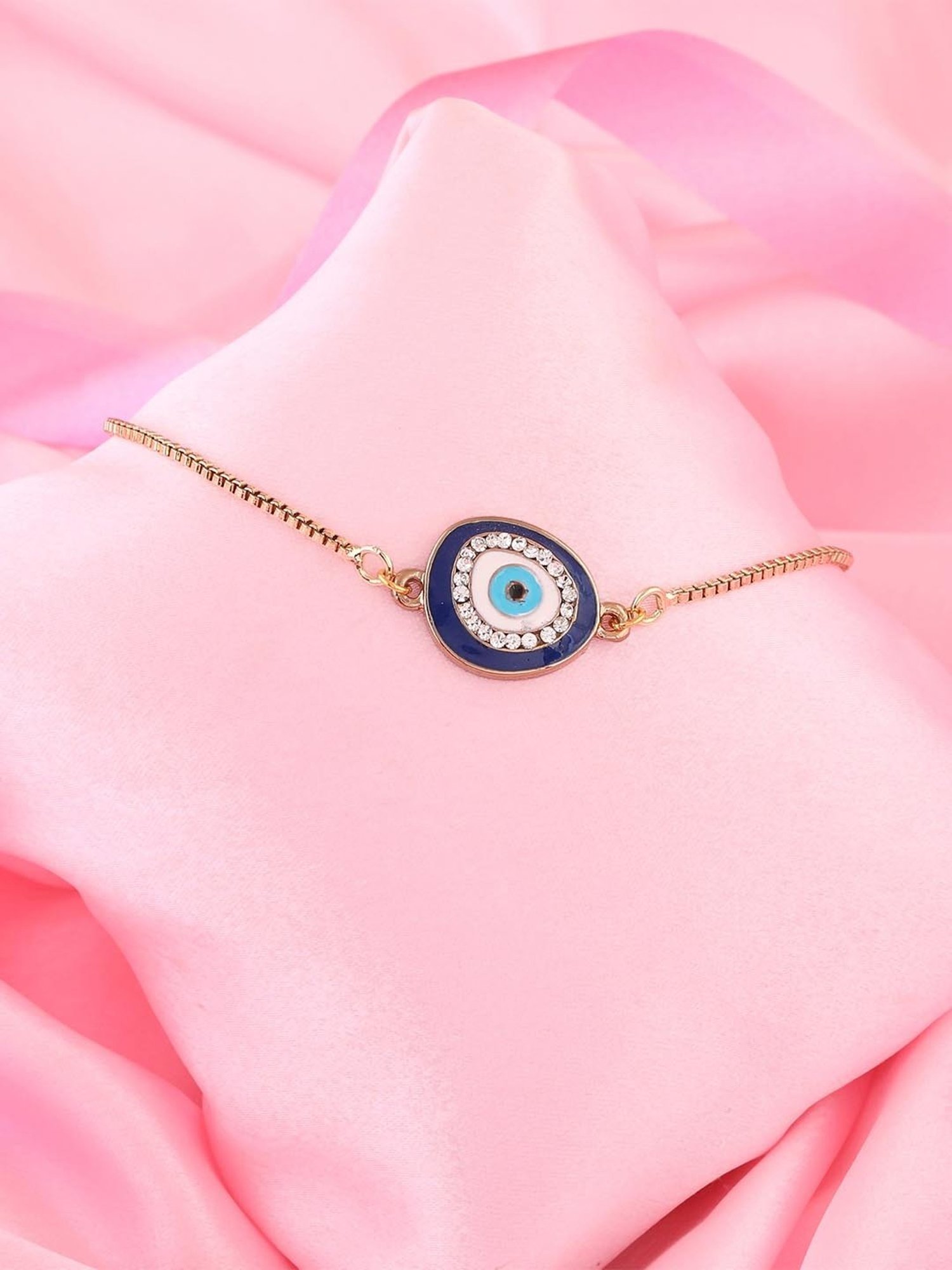 Estele Gold-Plated Evil Eye Bracelet with Austrian Crystals for Women